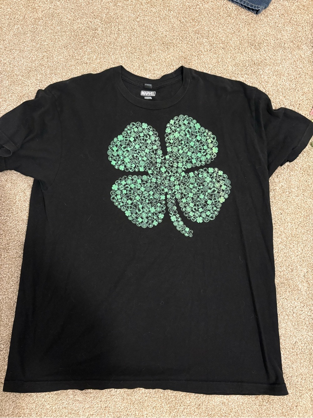 Marvel Lucky Shamrock T-Shirt Black St. Patrick’s Day Graphic Tee Unisex